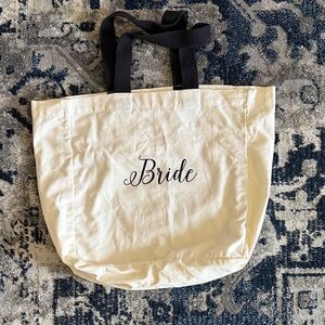 Bride Canvas Tote Bag with Black Handles